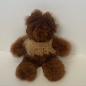 Alpaca Fur Plush Brown Cream Teddy Bear Stuffed Animal Real Fur teddy bear